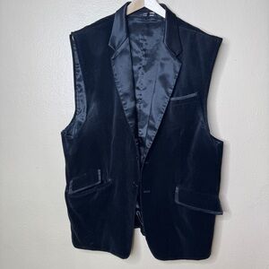 Artful Dodger Vest Men's XL Black Velvet Embroidered Sequin Embellished Back Y2K